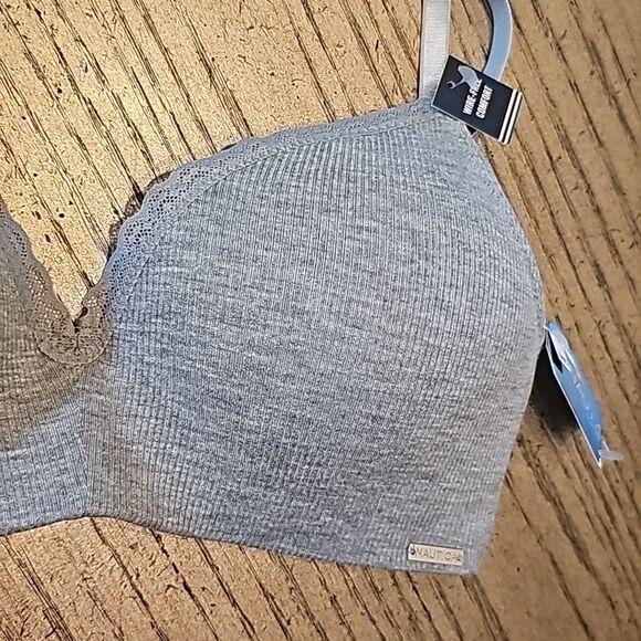 Gray wire free ribbed bra 34C NWT Nautica - Picture 2 of 7